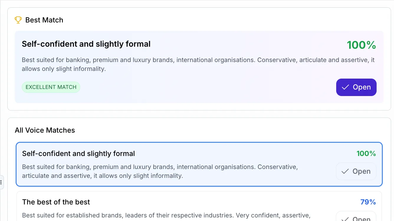 A screenshot of the Writitude interface showing the feature: Use predefined tones